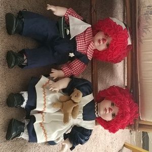 Raggedy Ann and Andy Porcelain dolls